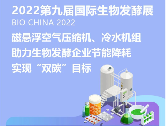 第九届国际生物发酵展丨磁悬浮空气压缩机、冷水机组助力生物发酵企业节能降耗，实现“双碳”目标
